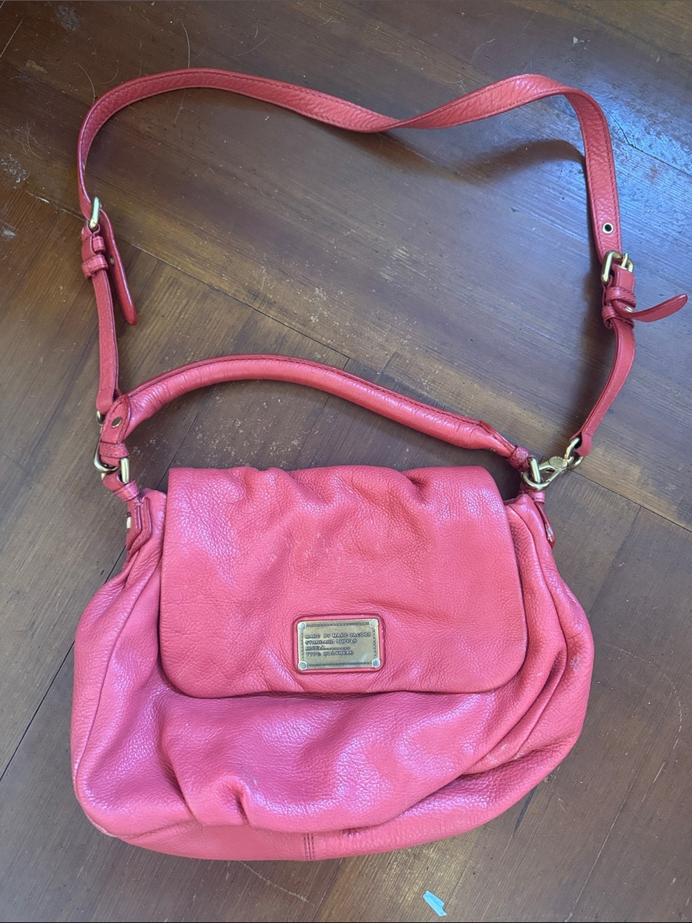Marc by Marc Jacobs Coral Pink Pebbled Leather Shoulder Bag